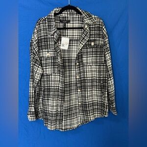 Forever 21 Black and White Plaid Utility Jacket